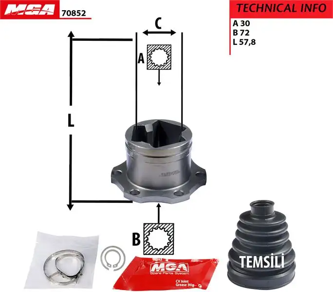 MGA 70852 Aks Kafası (İç) 1J0498103K