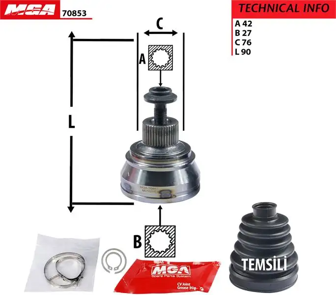 MGA 70853 Aks Kafası (Dış) 8K0498099