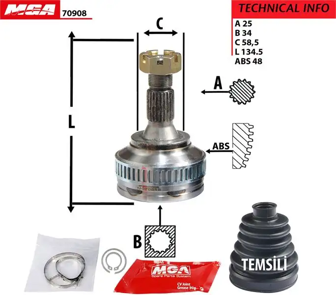 MGA 70908 Aks Kafası (Dış) 3272LP