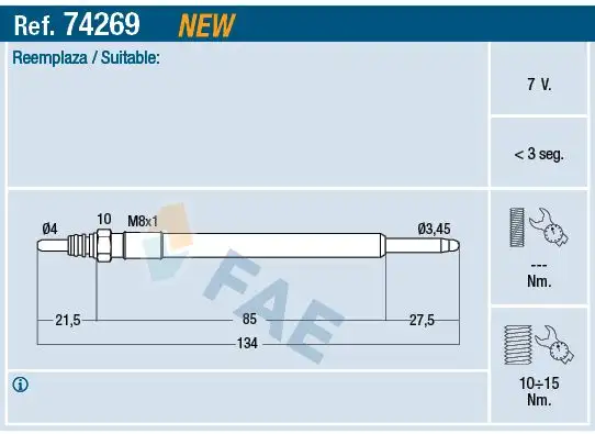 FAE 74269 Kızdırma Bujisi 46072020F