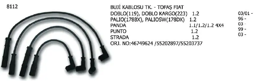 ÜNÜVAR 8112 Buji Kablosu 55202897