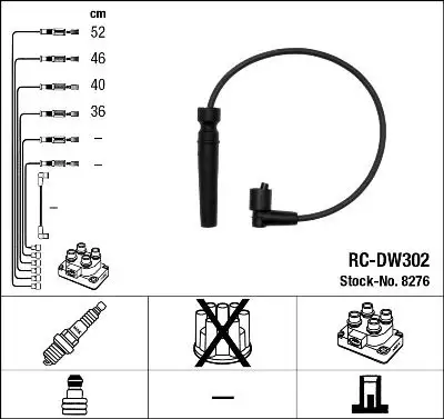 NGK 8276 (RCDW302) Buji Kablosu 96211948