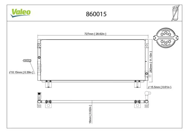 VALEO 860015 Klima Radyatörü 8846002050