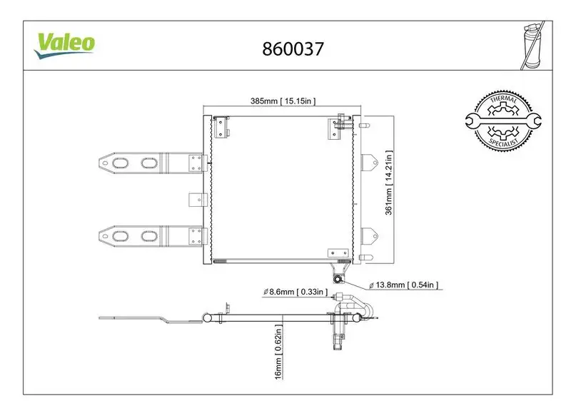 VALEO 860037 Klima Radyatörü 6X0820413A