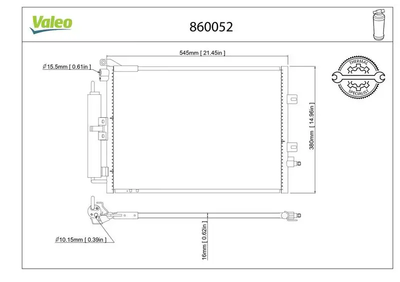 VALEO 860052 Klima Radyatörü 8200688393