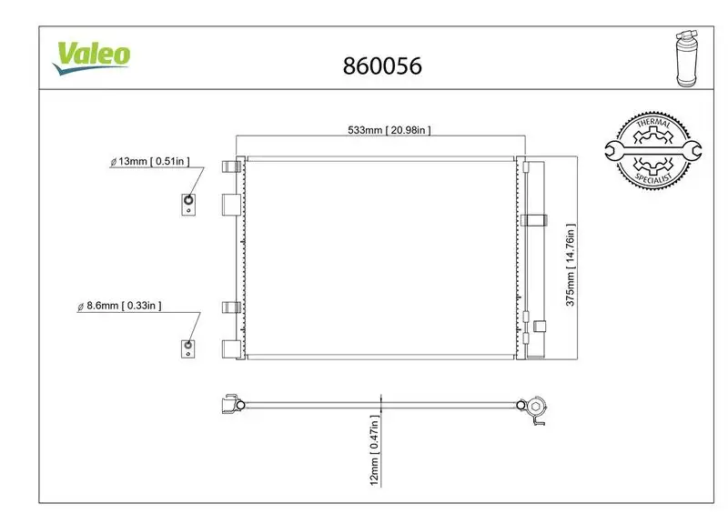 VALEO 860056 Klima Radyatörü 976061R300