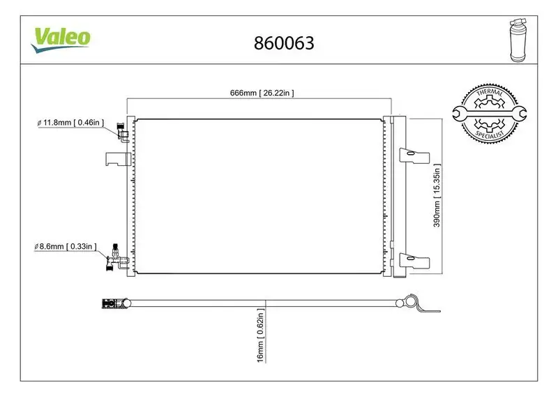VALEO 860063 Klima Radyatörü 1850135
