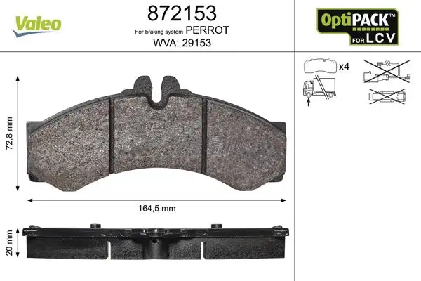 VALEO 872153 Arka Fren Balatası