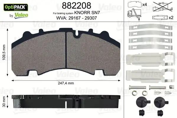 VALEO 882208 Arka Fren Balatası