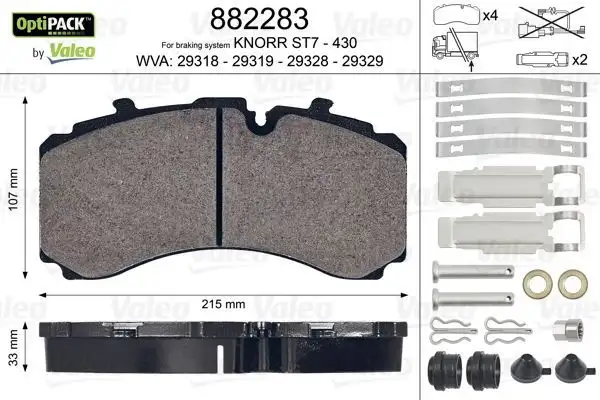 VALEO 882283 Arka Fren Balatası