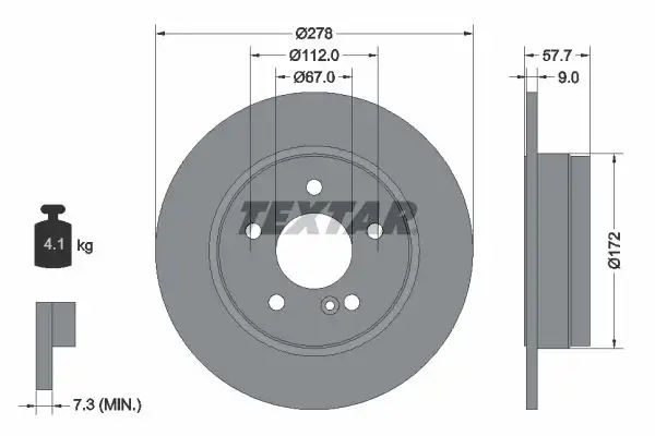 TEXTAR 92163103 Arka Fren Diski A2044230512