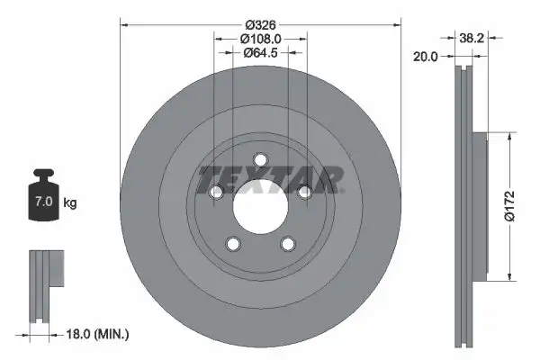 TEXTAR 92178005 Arka Fren Diski C2D26352