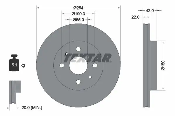 TEXTAR 92204503 Ön Fren Diski 43512B1030000