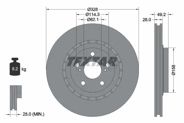 TEXTAR 92259405 Ön Fren Diski