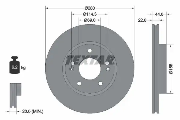 TEXTAR 92314703 Ön Fren Diski 51712G2100