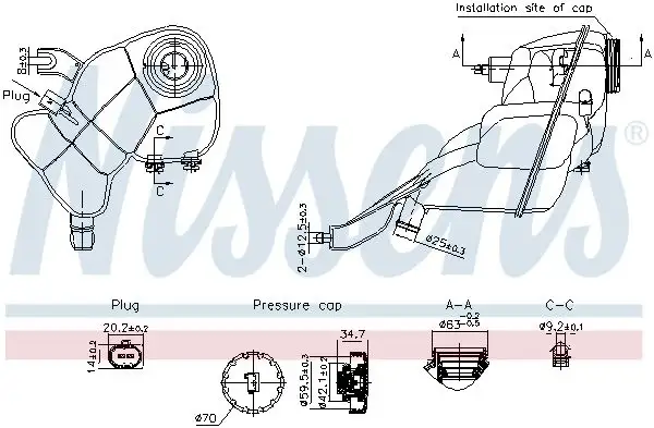 NISSENS 996204 Yedek Su Deposu A2215000349