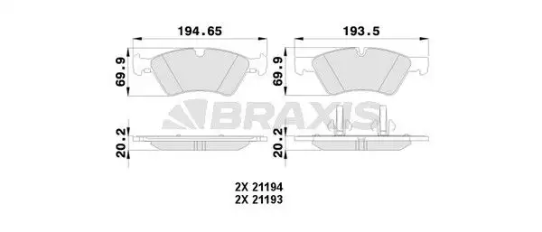 BRAXIS AA0123 Ön Fren Balatası A1644200820