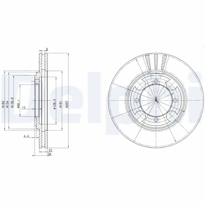 DELPHI BG2628 Ön Fren Diski 5171228300