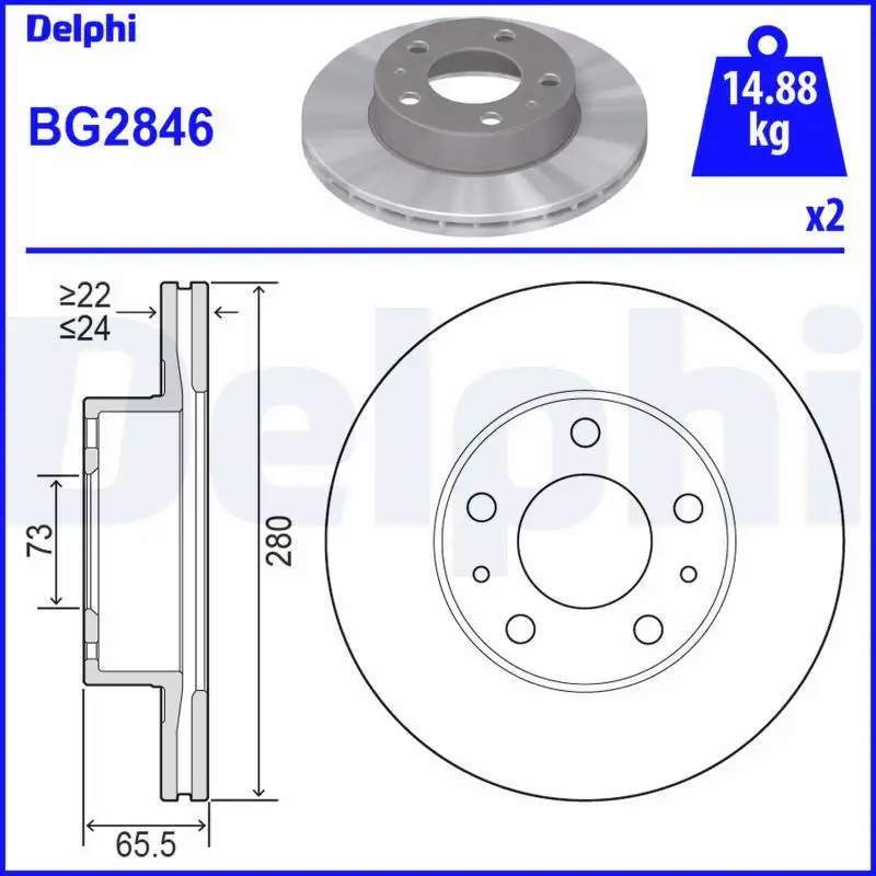 DELPHI BG2846 Ön Fren Diski