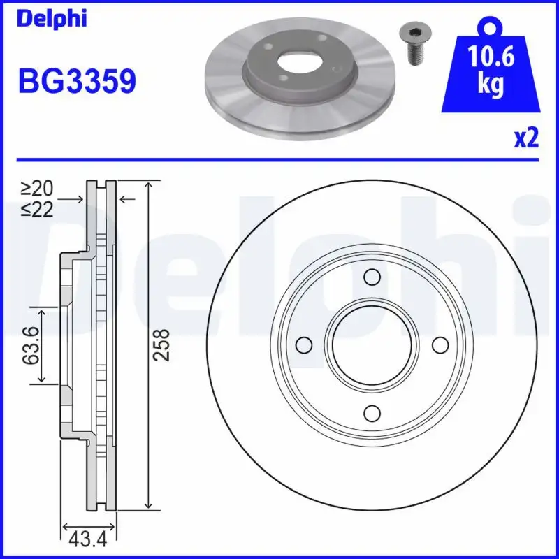 DELPHI BG3359 Ön Fren Diski