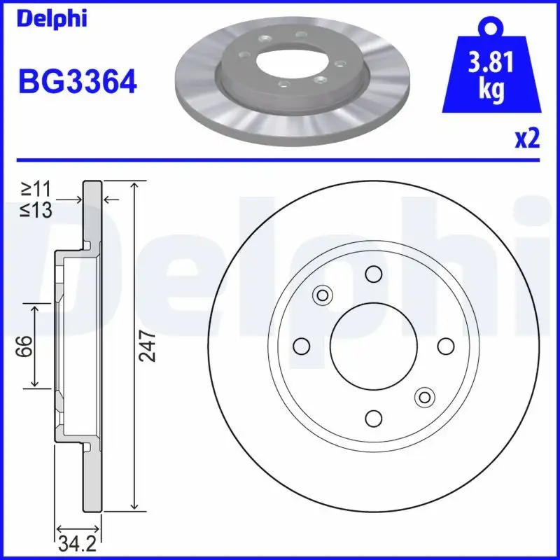 DELPHI BG3364 Ön Fren Diski