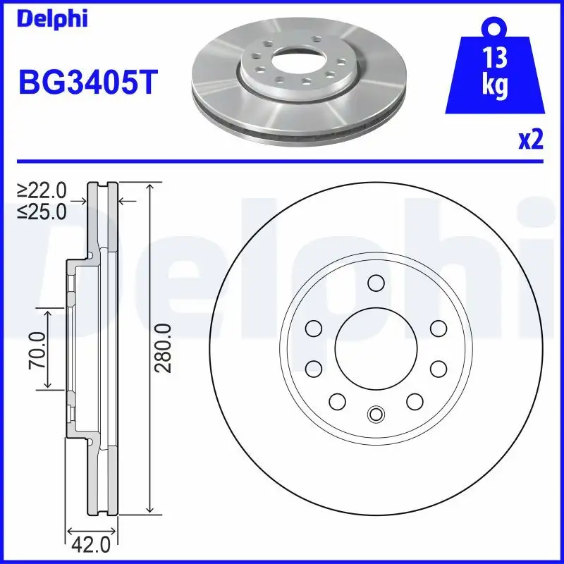 DELPHI BG3405T Ön Fren Diski