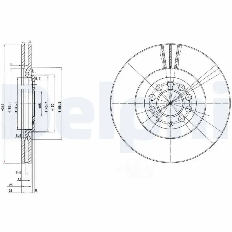DELPHI BG3528 Ön Fren Diski 8N0615301A