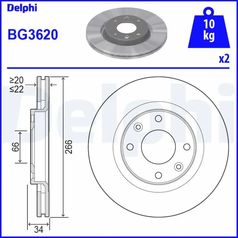 DELPHI BG3620 Ön Fren Diski