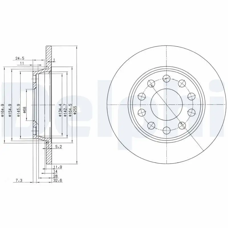 DELPHI BG3674C Arka Fren Diski 8E0615601D
