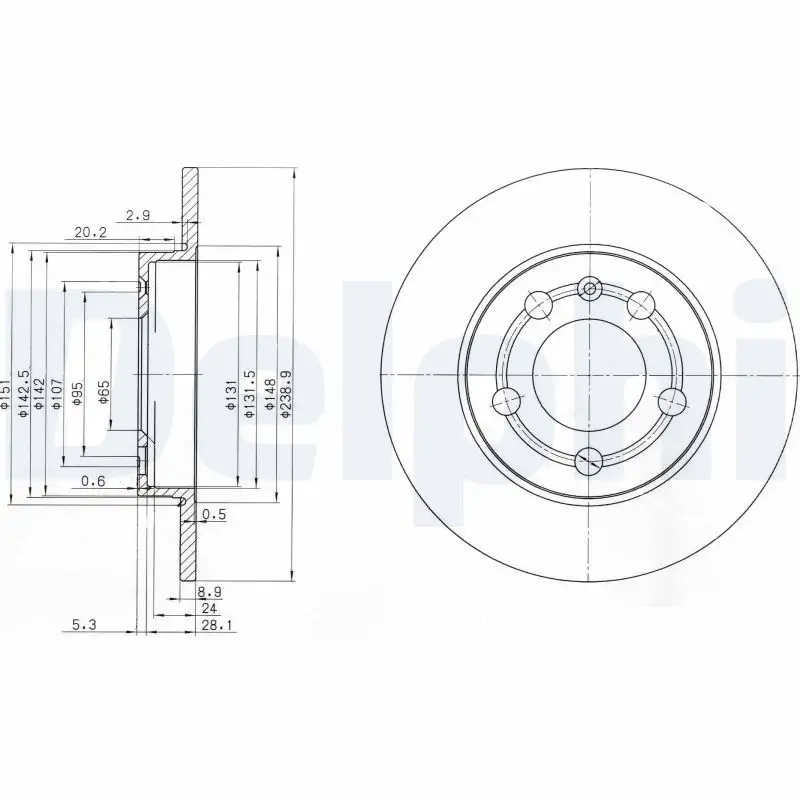 DELPHI BG3738 Arka Fren Diski 1J0615601D