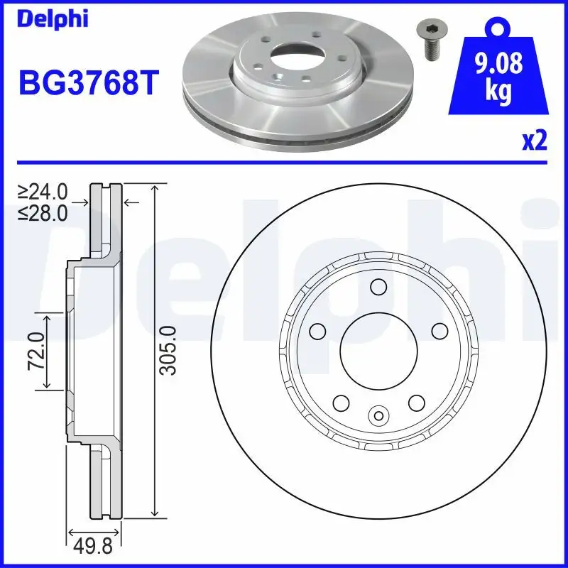 DELPHI BG3768T Ön Fren Diski
