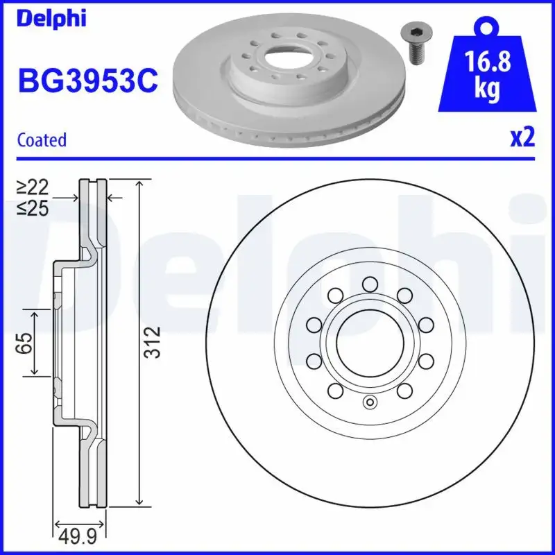 DELPHI BG3953C Ön Fren Diski