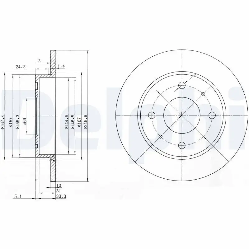 DELPHI BG3971 Arka Fren Diski A4544200072
