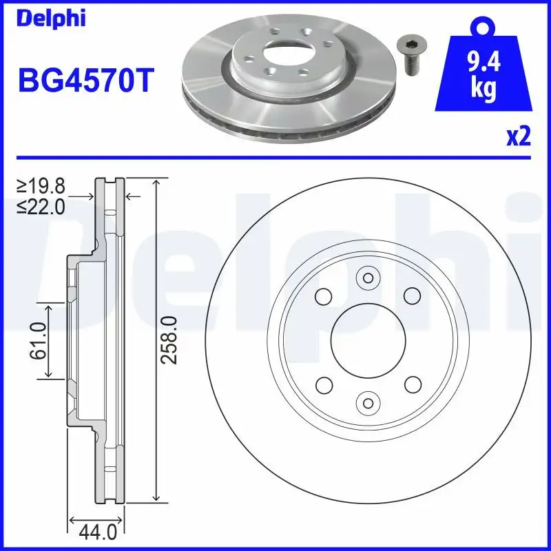 DELPHI BG4570T Ön Fren Diski