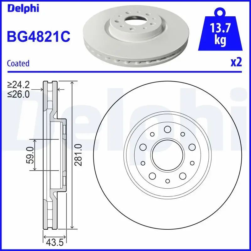 DELPHI BG4821C Ön Fren Diski