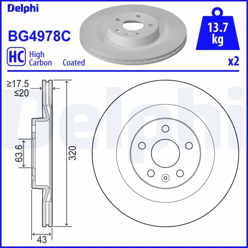 DELPHI BG4978C Arka Fren Diski 31471816