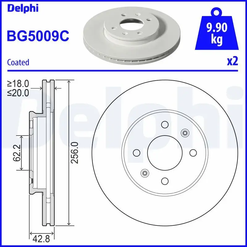 DELPHI BG5009C Ön Fren Diski 51712G6300