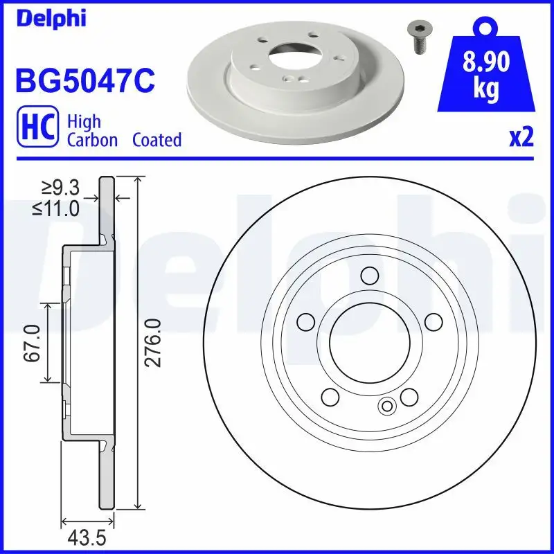 DELPHI BG5047C Arka Fren Diski A2474230112