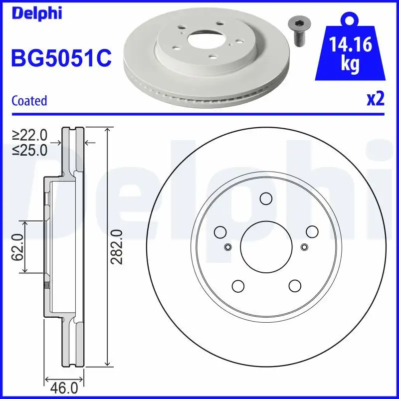 DELPHI BG5051C Ön Fren Diski T435120239