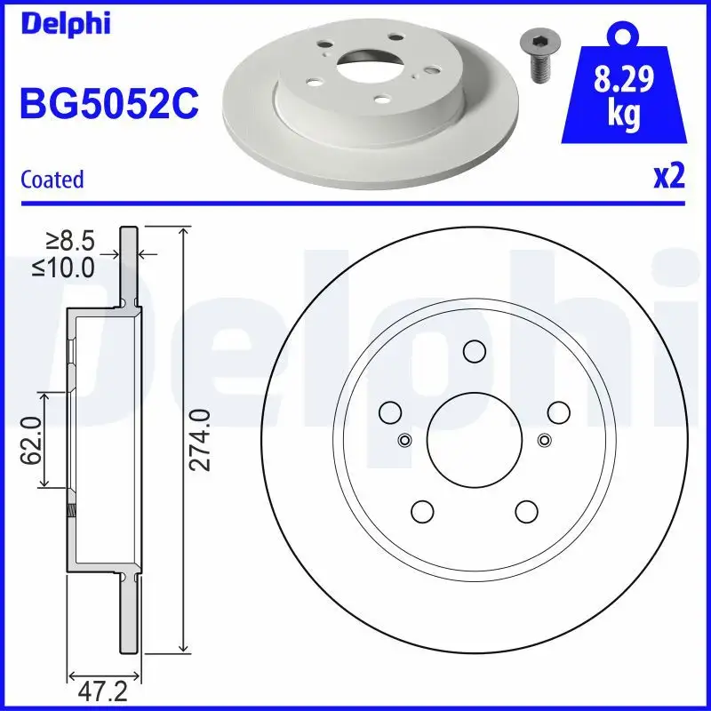 DELPHI BG5052C Arka Fren Diski T424310232