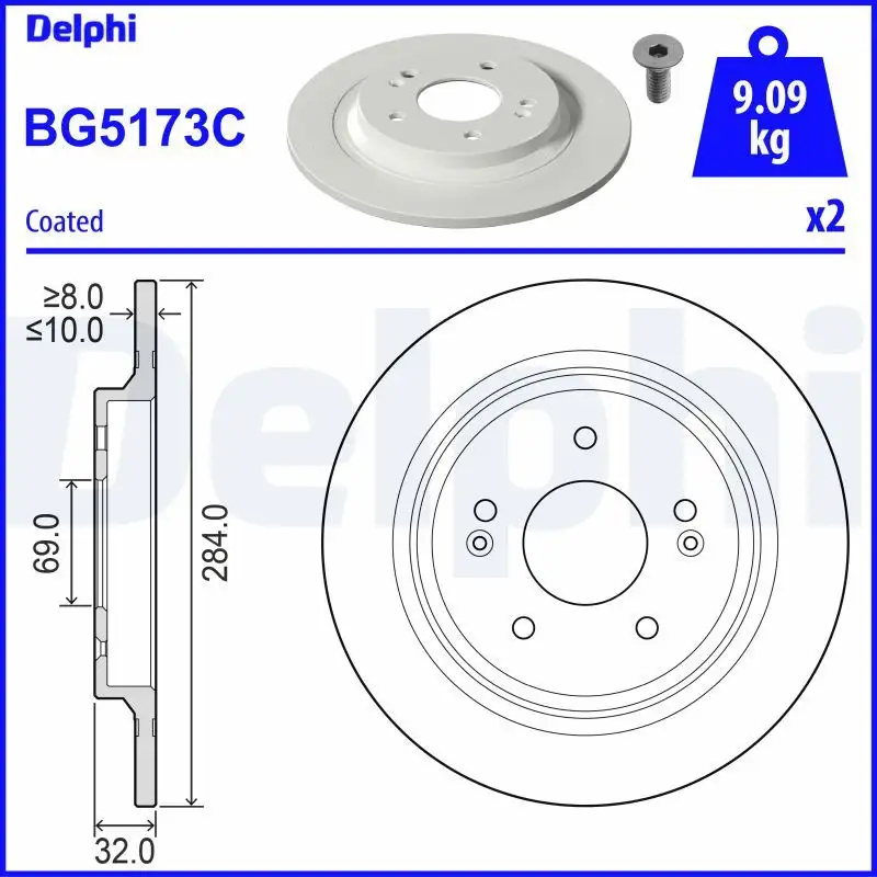 DELPHI BG5173C Arka Fren Diski 58411J9500