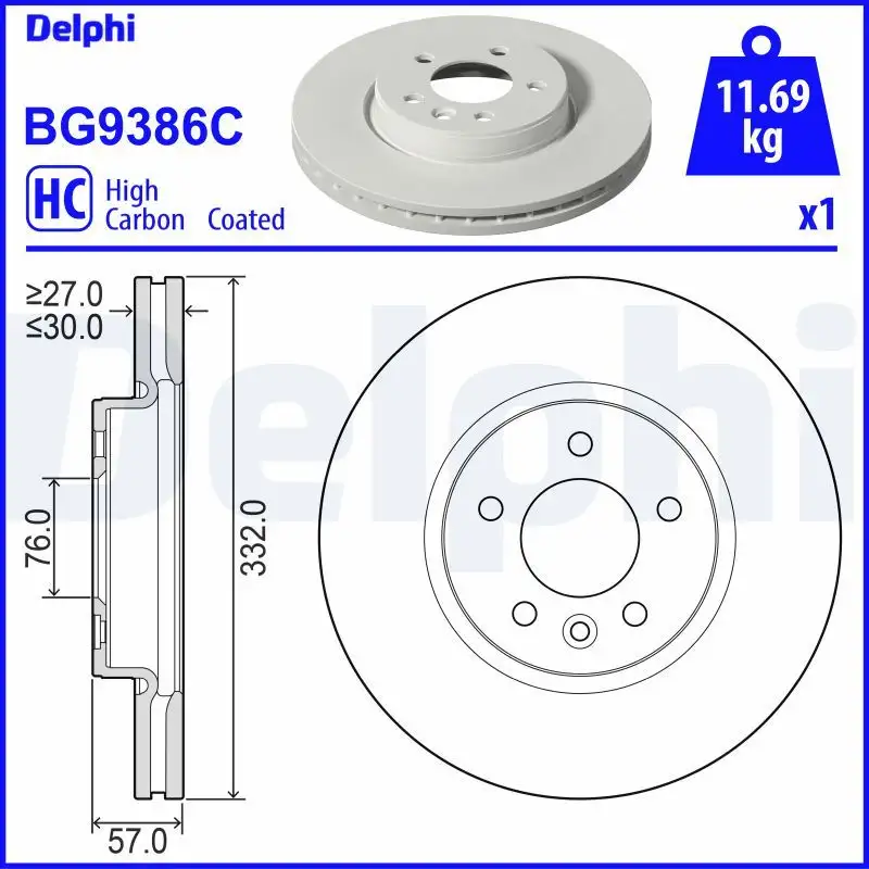 DELPHI BG9386C Ön Fren Diski 2H6615301