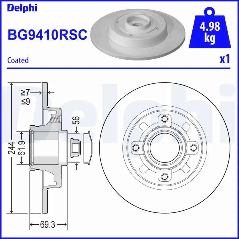DELPHI BG9410RSC Arka Fren Diski 39181957