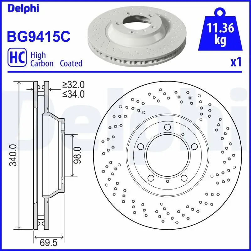 DELPHI BG9415C Ön Fren Diski (Sol) 99135140301