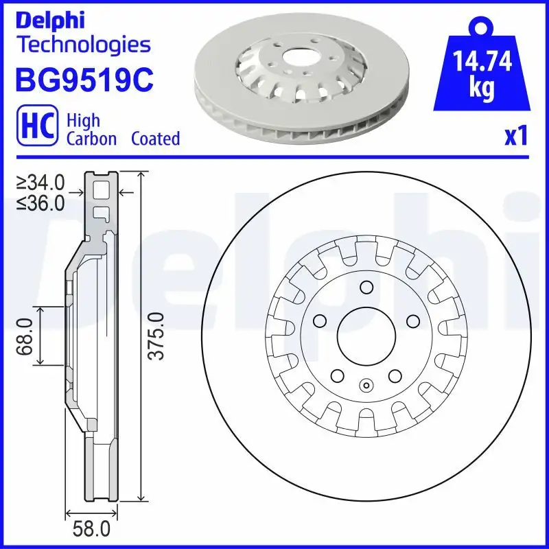 DELPHI BG9519C Ön Fren Diski 4M0615301AS