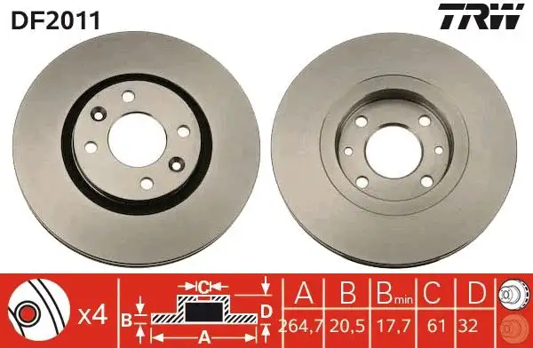 TRW DF2011 Ön Fren Diski 7701204955