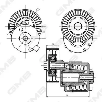 GMB GAT32760 Kayış Gergi Kütüğü 1E0315980