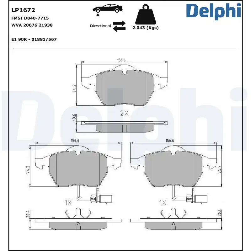 DELPHI LP1672 Ön Fren Balatası
