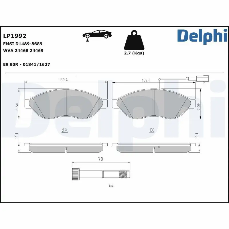 DELPHI LP1992 Ön Fren Balatası