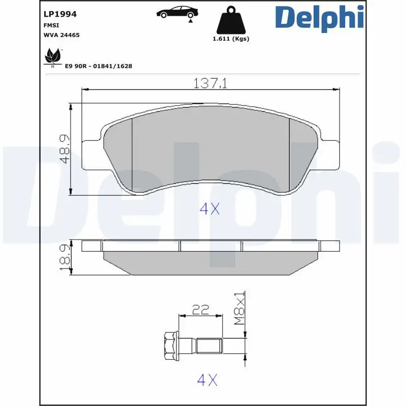DELPHI LP1994 Arka Fren Balatası